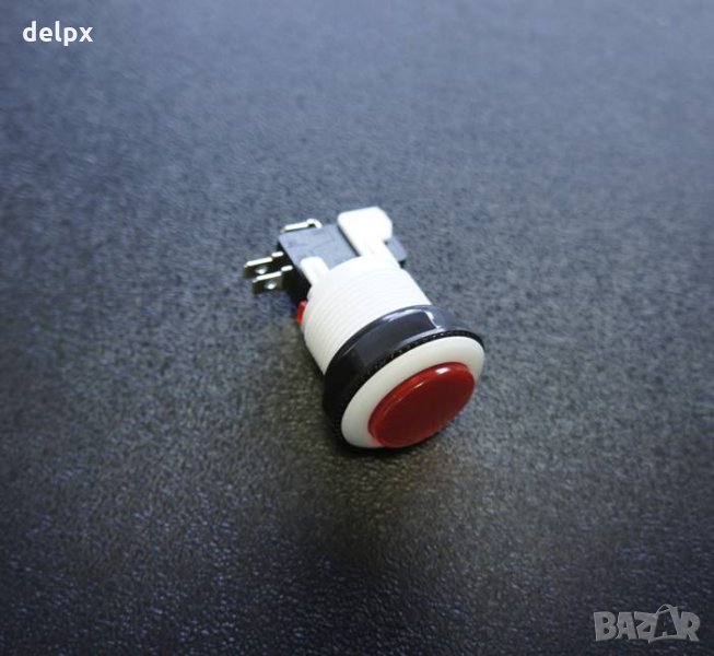 Бутон за игрална машина незадържащ НО червен 250V 6A Ф28mm, снимка 1
