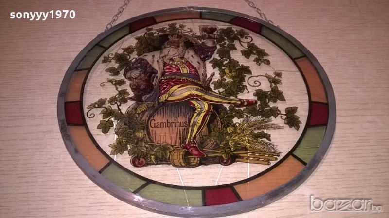 ПОРЪЧАН-gambrinus 34см-витраж-ретро колекция-внос швеицария, снимка 1