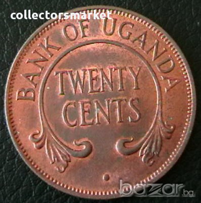 20 цента 1966, Уганда, снимка 2 - Нумизматика и бонистика - 17917926