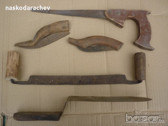 Старинни инструменти: трион, стъргало, цигански поялник, чукче, керпеден, ножици, снимка 5 - Антикварни и старинни предмети - 20704392