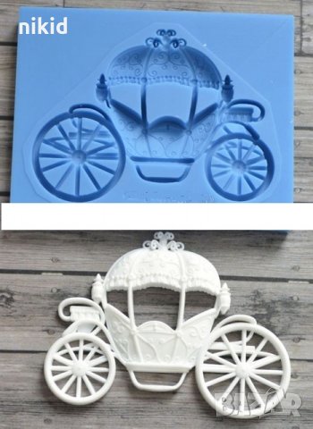 Каляска на Пепеляшка силиконов молд форма декорация фондан шоколад украса мъфини