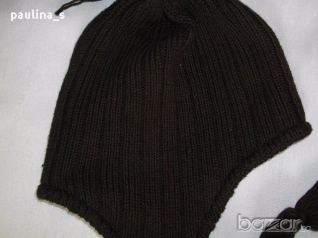 Черен комплект от шапка и шал в черно, снимка 3 - Шапки - 16230203