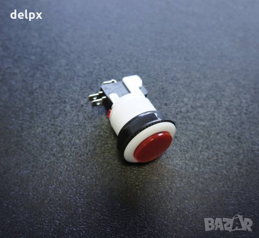 Бутон за игрална машина незадържащ НО червен 250V 6A Ф28mm, снимка 1