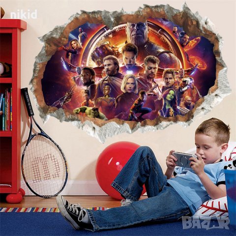 3D Дупка The Avengers реални герои Star Wars Междузвездни Войни стикер лепенка за стена самозалепващ, снимка 1 - Други - 22548790