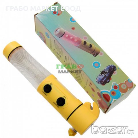 Светодиоден фенер с чукче за разбиване на стъкло и резач за предпазен колан, снимка 1