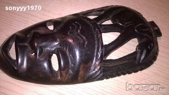 Африканска стара маска-дърво-21х11см-внос швеицария, снимка 1 - Антикварни и старинни предмети - 17307609