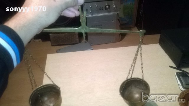 Ретро везна-мед/месинг-40х36х12см-внос швеицария, снимка 3 - Антикварни и старинни предмети - 16654393