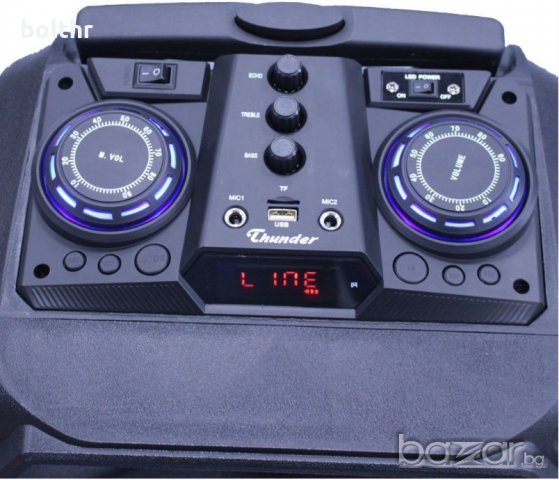 Караоке Тонколона 12 инча THS-B1201BTW, два безжични Микрофона, акумулаторна батерия, Bluetooth, FM , снимка 3 - Тонколони - 20299475