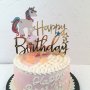 Еднорог Кон цял ръст Happy Birthday Златист твърд Акрил топер за торта украса, снимка 1