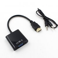 1080P адаптер за HDMI към VGA конвертор + 3,5 мм аудио видео жак пълен HD конектор букса преходник п, снимка 2 - Части и Платки - 26124995