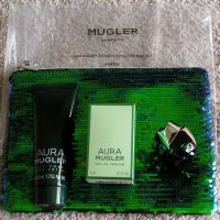 Нов комплект THIERRY MUGLER AURA 5 ml  EDP + 50 ml боди лосион + козметична торбичка, снимка 2 - Козметика за тяло - 22947392