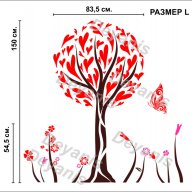 Стикер за стена - дърво, пеперуда, цветя, снимка 6 - Декорация за дома - 12072447