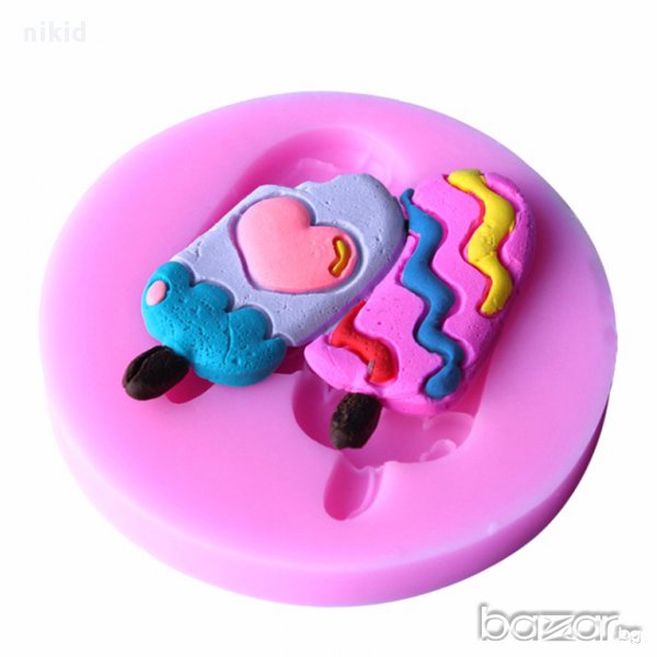 сладолед ескимо на клечка силиконов молд за фондан украса торта декорация шоколад, снимка 1