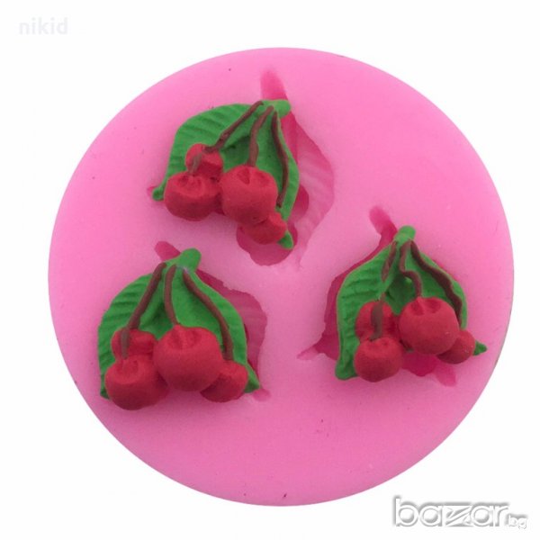 черешки череши вишни чепки силиконов молд форма декорация украса фондан торта мъфини и др, снимка 1
