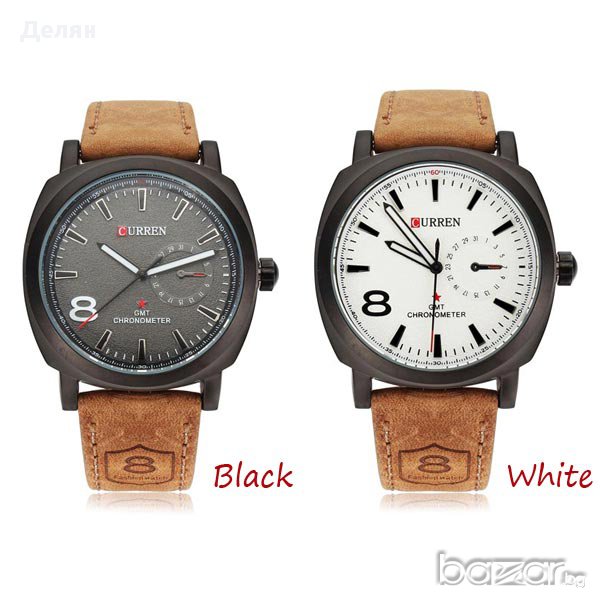 Мъжки часовник с 8-ца, бял и черен, снимка 1