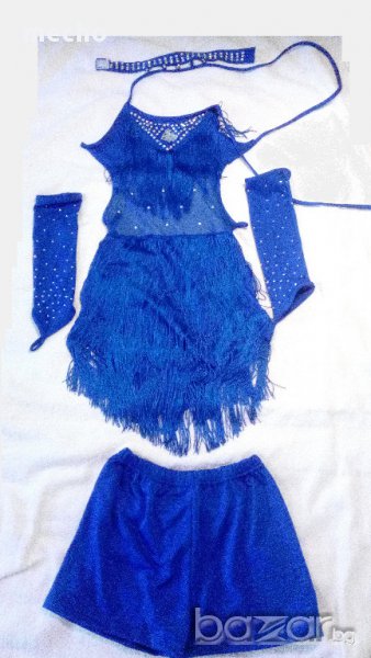 Костюм за танци с ресни син, снимка 1
