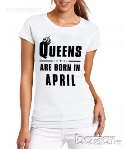 УНИКАЛЕН ПОДАРЪК! Дамски топ QUEENS ARE BORN IN с месец ПО ТВОЙ ИЗБОР!, снимка 4 - Тениски - 16865996
