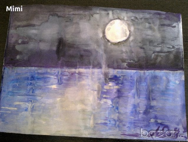 Moonlight aquarelle , снимка 1 - Картини - 21379733