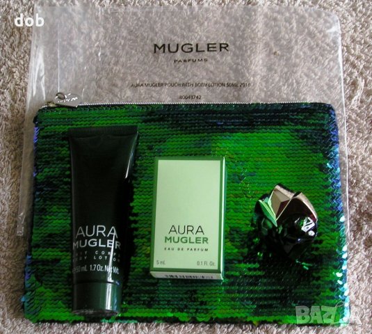 Нов комплект THIERRY MUGLER AURA 5 ml  EDP + 50 ml боди лосион + козметична торбичка, снимка 2 - Козметика за тяло - 22947392