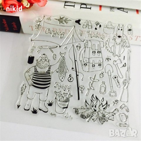 Риболов Къмпинг силиконов гумен печат декор украса за бисквитки фондан Scrapbooking