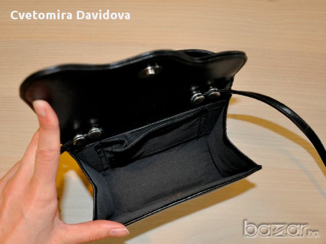 Бална черна кожена чанта, снимка 4 - Чанти - 17234035