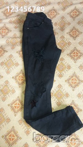 Черни дънки с пайети, снимка 2 - Дънки - 19988907