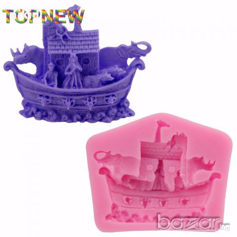 кораб с хора и животни силиконова форма молд декорация торта мъфини фондан шоколад тесто и др.