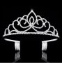 Висока сребриста корона тиара диадема с камъчета дамска детска, снимка 1 - Аксесоари за коса - 25312251