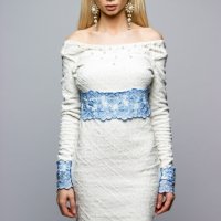 Дизайнерска рокля с перли, кристали и дантела [ss19ga22], снимка 2 - Рокли - 24481683