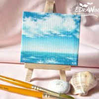 Картина миниатюра "Море" - акрил върху платно със стативче, снимка 1 - Картини - 26016992