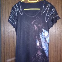 черна блуза с паети , снимка 1 - Тениски - 25157874