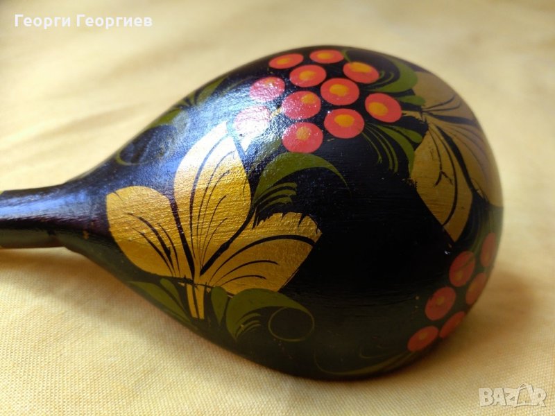 Ръчно рисувана дървена лъжица в стил Хохлома, снимка 1