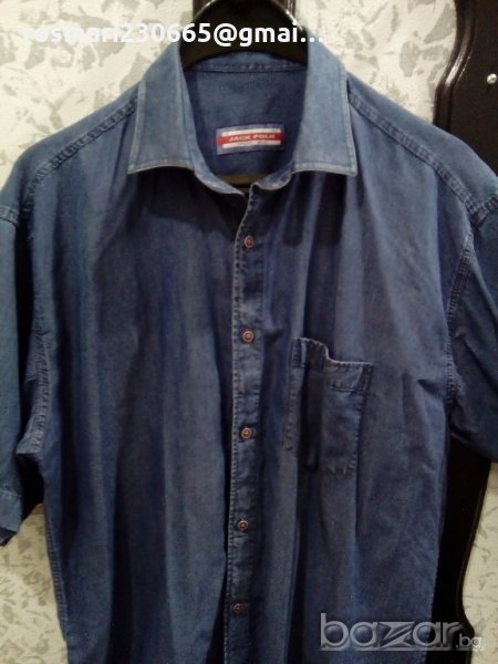         Нова мъжка дънкова риза къс ръкав, снимка 1