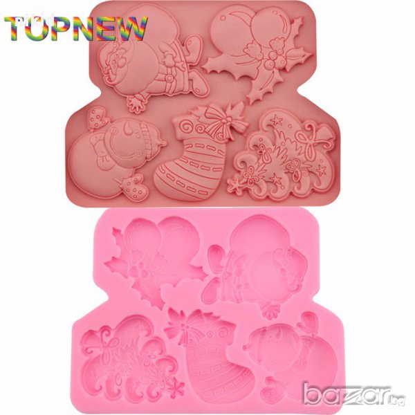 коледни зимни 5 големи фигури молд форма силиконова  за декор украса торта фондан шоколад др, снимка 1