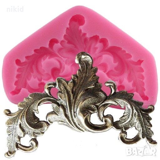 ОР38 Трилистен Орнамент силиконов молд форма декорация торта фондан шоколад и др., снимка 1