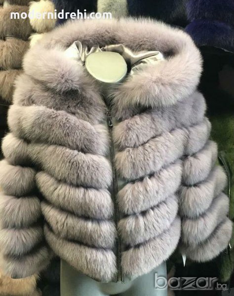 Дамско палто от лисица 2 в 1 става и елек бежаво, снимка 1
