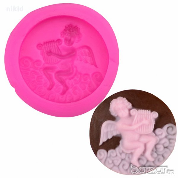 ангел с арфа силиконов молд форма за торта украса фондан глина, снимка 1