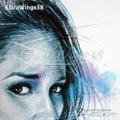 Рисунка Арт принт Портрет на жена, снимка 5 - Картини - 20387018