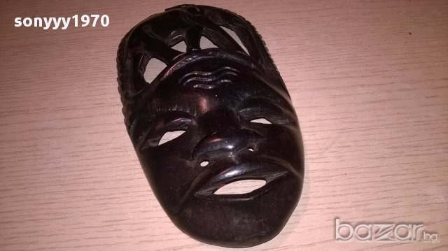 Африканска стара маска-дърво-21х11см-внос швеицария, снимка 3 - Антикварни и старинни предмети - 17307609