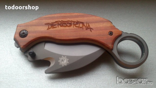Сгъваем НОЖ КАРАМБИТ DERGSRINA Х52 дървени чирени, снимка 5 - Ножове - 14346708
