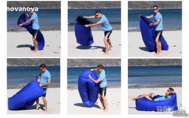 Надуваемо легло, шезлонг за плаж Bubble Bed , Lazy bag, снимка 4 - Надуваеми легла - 21917707