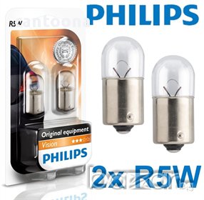 Комплект 2 халогенни крушкиPhilips R5W Vision, 12V, 5W