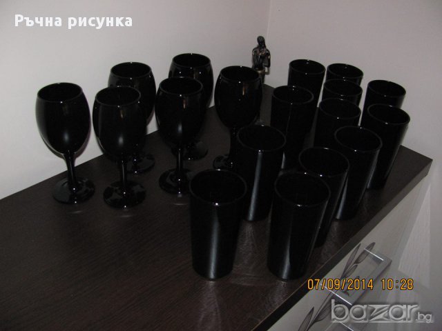Черни стъклени чаши -всякакви модели, снимка 6 - Декорация за дома - 15761198