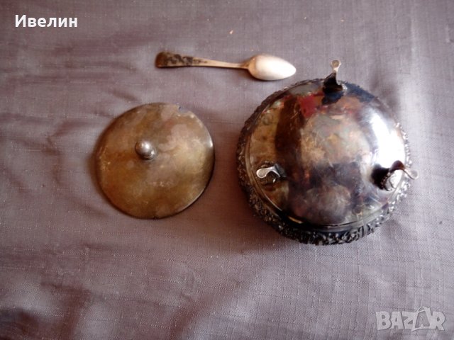 посребрена метална захарница арт деко, снимка 4 - Антикварни и старинни предмети - 23042738