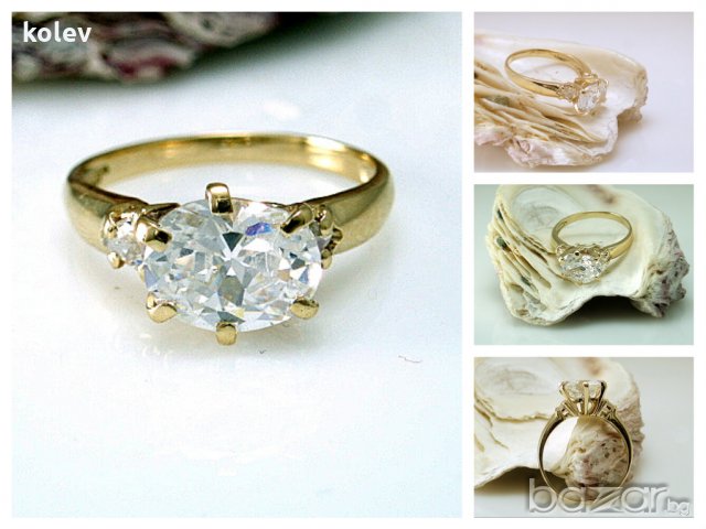 Златен пръстен КРАСИВ с цирконии 3.12 грама/размер №51, снимка 1 - Пръстени - 11250928