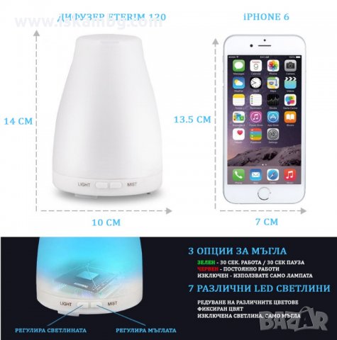 Дифузер за ароматерапия с етерични масла - код 2023, снимка 9 - Овлажнители на въздух - 25961266