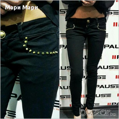 Дамски черни дънки с капси Pause Jeans 231074, снимка 5 - Дънки - 14069248