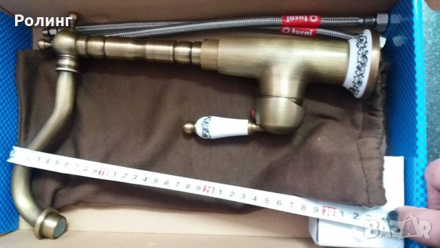 Смесител месингов ретро-лукс за кухня едноръкохватков "BRONZE" № 080518, снимка 4 - Смесители - 20713168