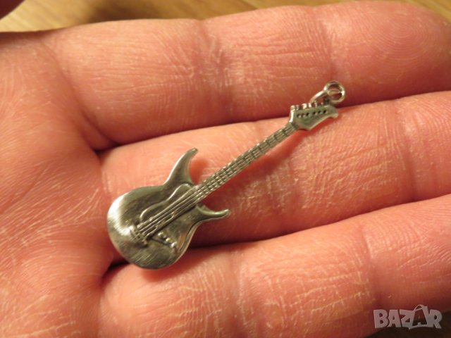сребърен медальон, сребърно колие КИТАРА  моторджийски, мото аксесоари, мото екипировка сребро, снимка 3 - Колиета, медальони, синджири - 24253082