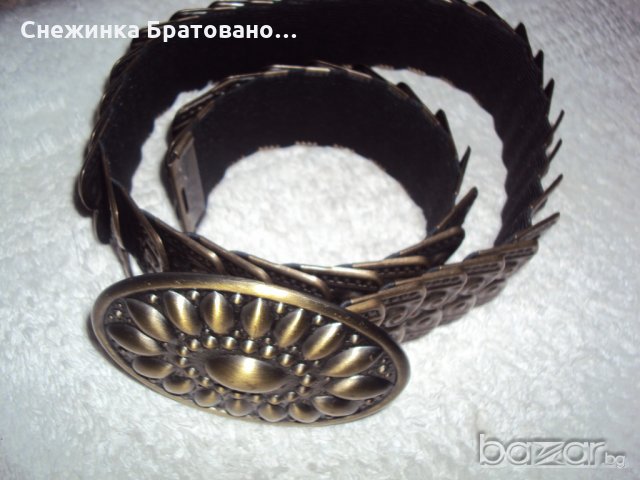 Дамски атрактивен колан с метално покрития с орнаменти